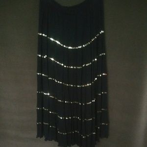 Long gypsy skirt with sequins